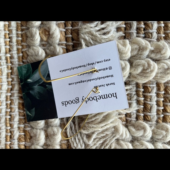 Minimalist Gold Brass Modern Flat Hoop Earrings - Picture 8 of 8